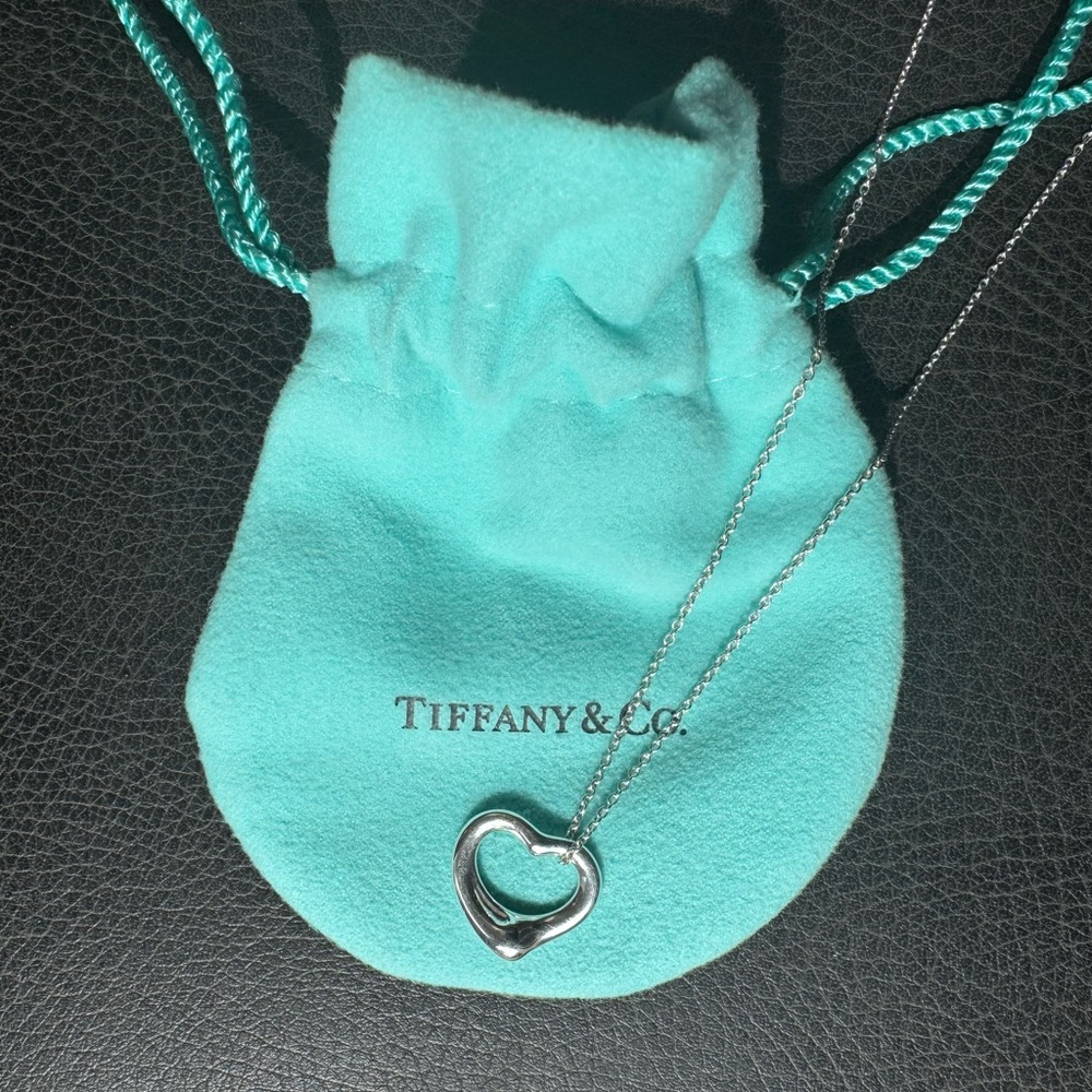 Tiffany & Co. Elsa Peretti® Open Heart Pendant Sterling Silver 16mm - 16” Long